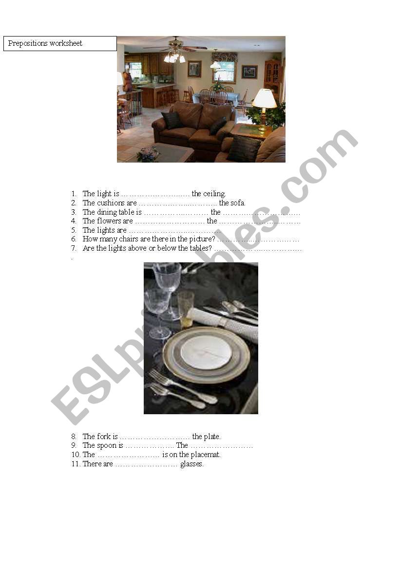 Preposition Sheet worksheet