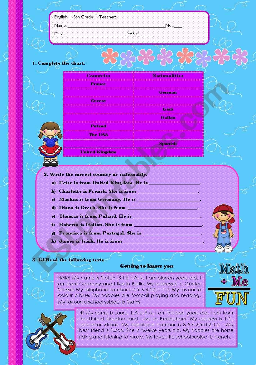 Countries & Nationalities worksheet