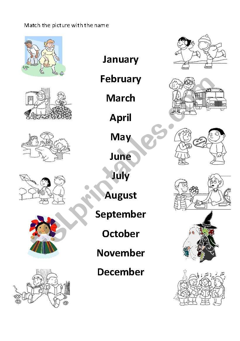 months worksheet