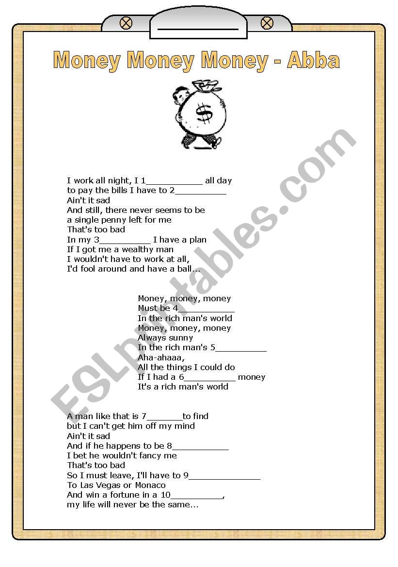 money noney money - Abba worksheet