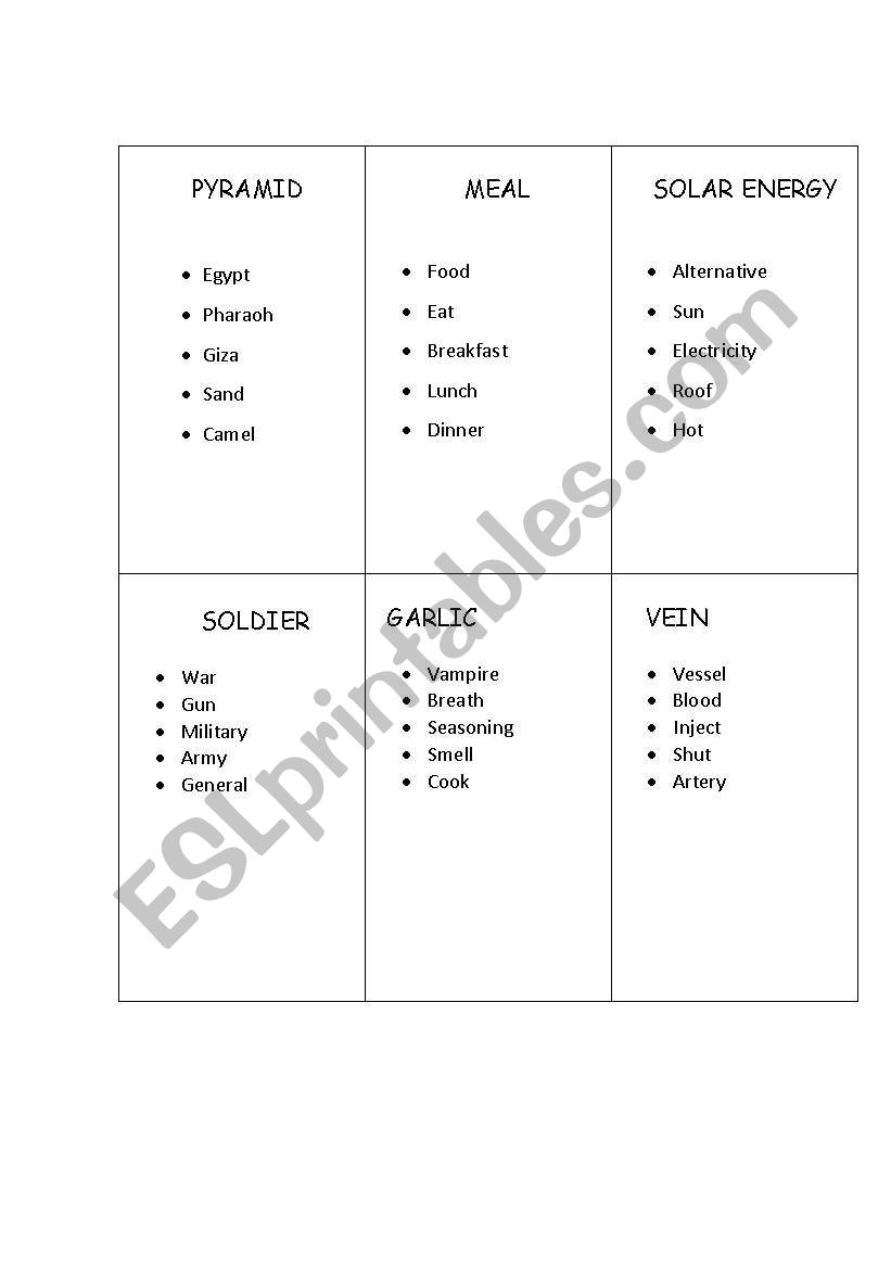 GAME worksheet