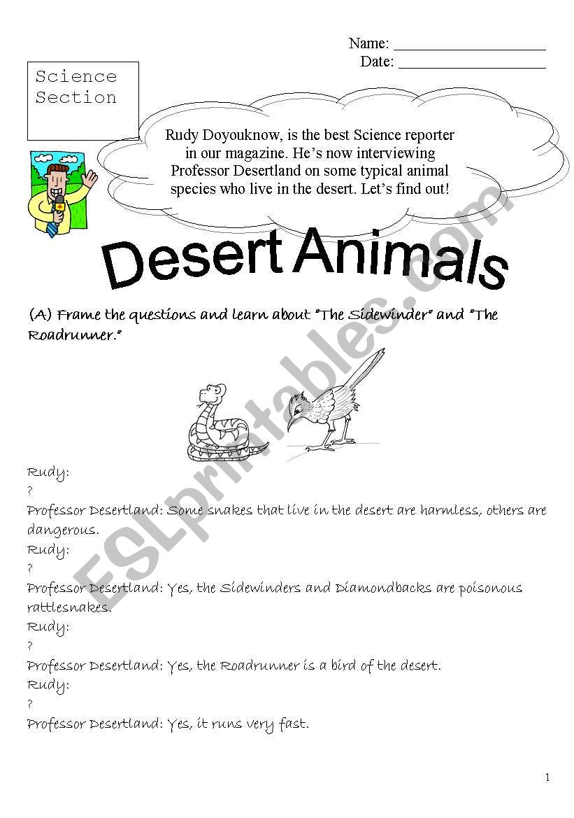 Desert Animals worksheet