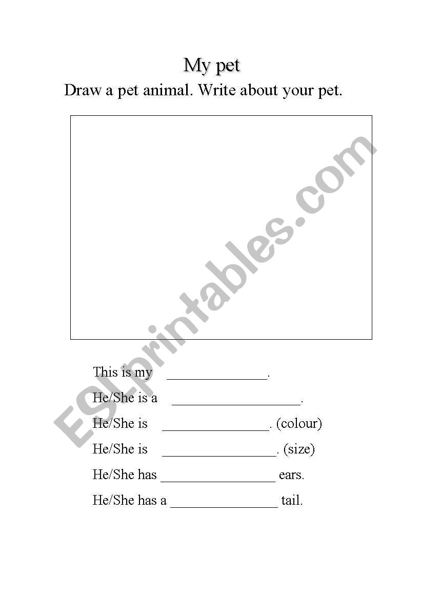 Writing about your pet worksheet
