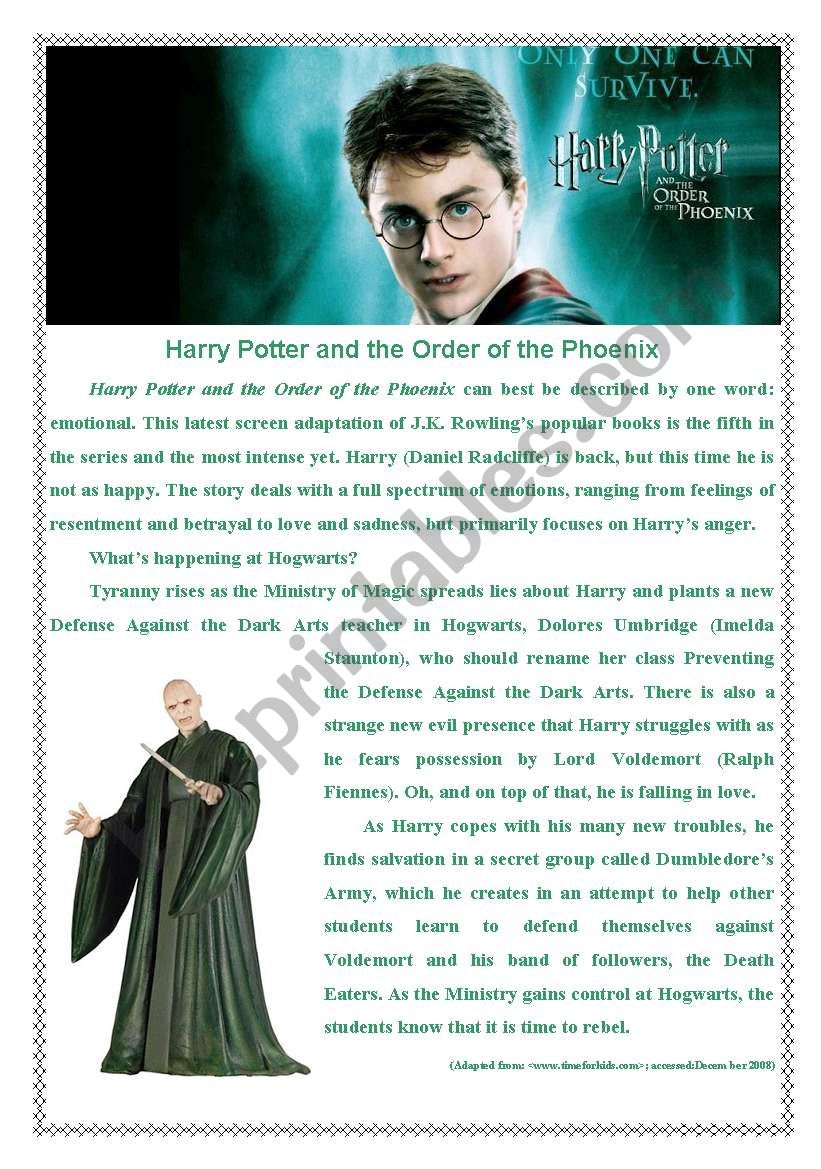 Reading Harry Potter and the Order of the Phoenix ESL