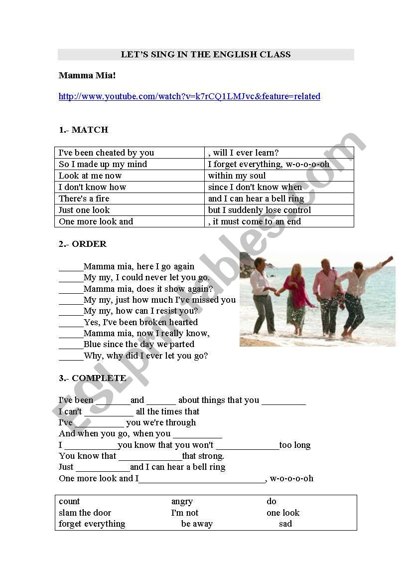 MAMMAMMIA worksheet