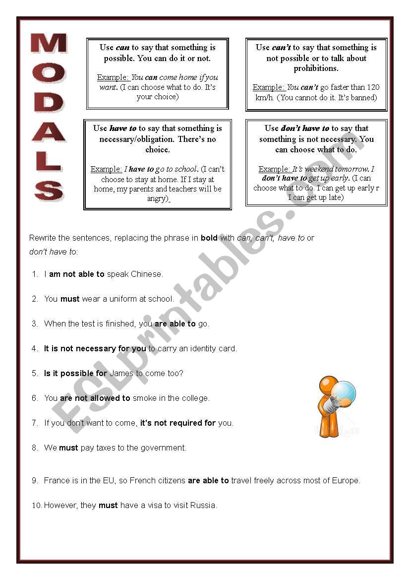 Modals worksheet