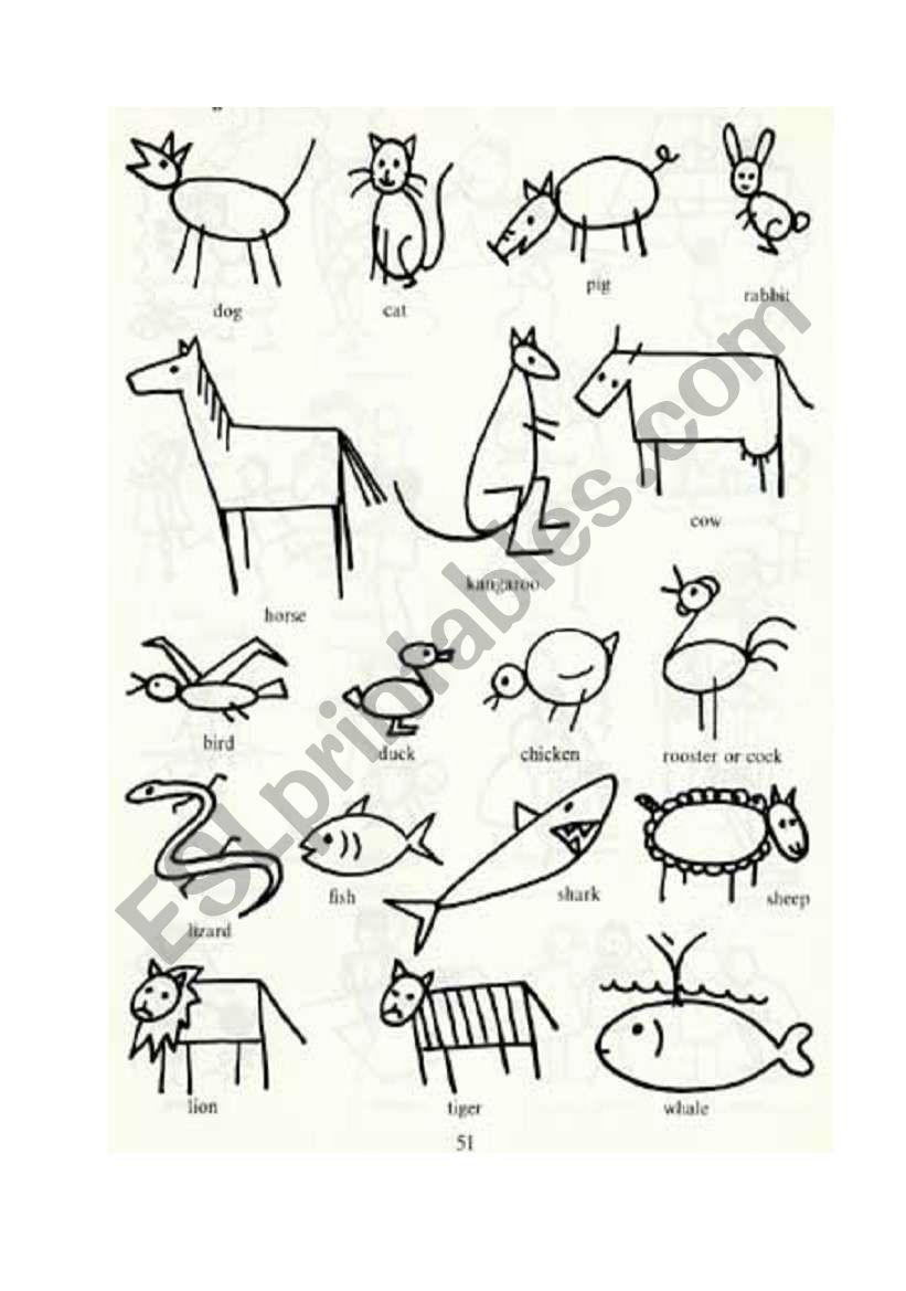 animals cartoon worksheet