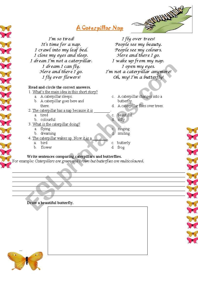 A Caterpillar Nap worksheet