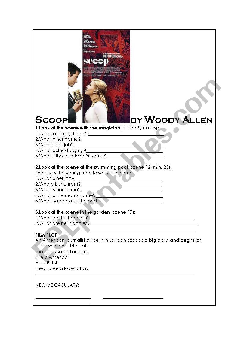Scoop - the film worksheet