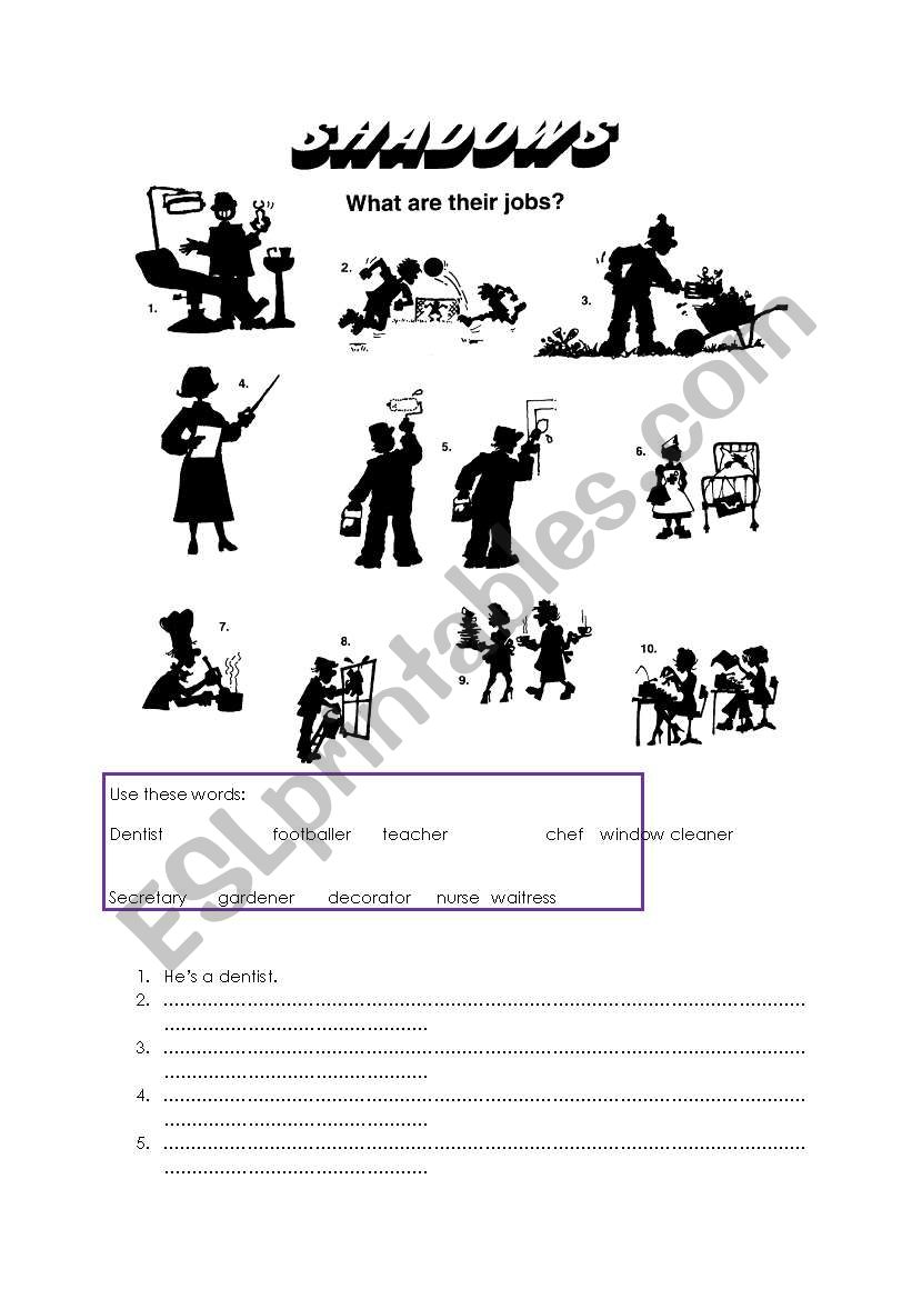 shadow exercise worksheet