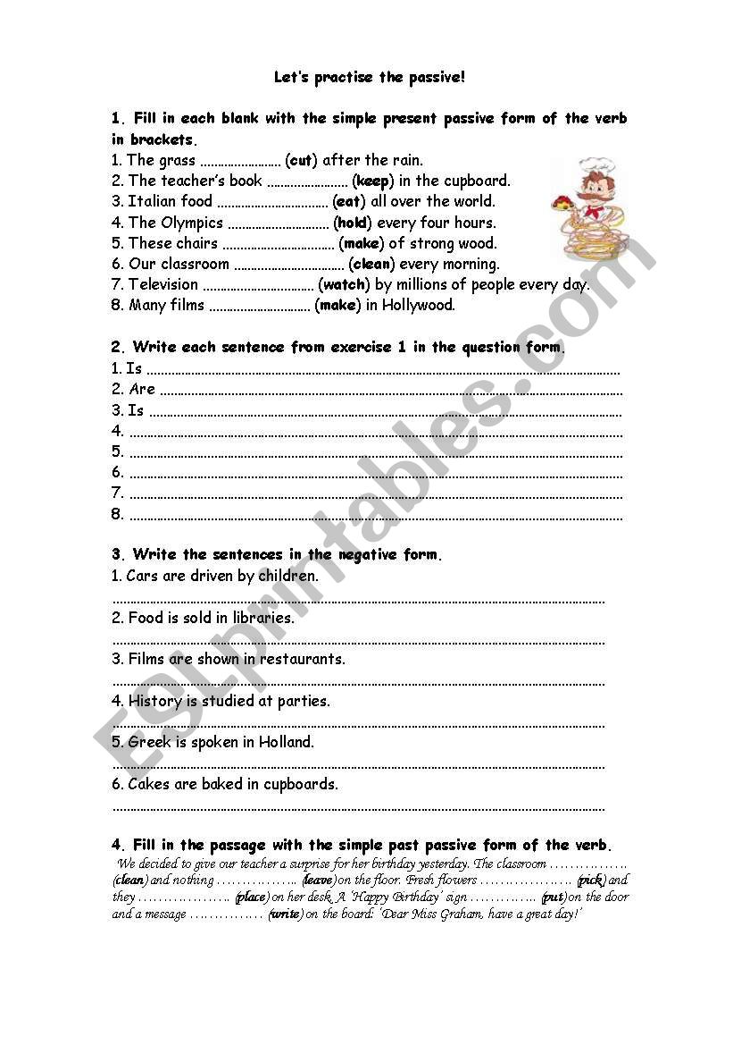 lets practise passive voice! worksheet