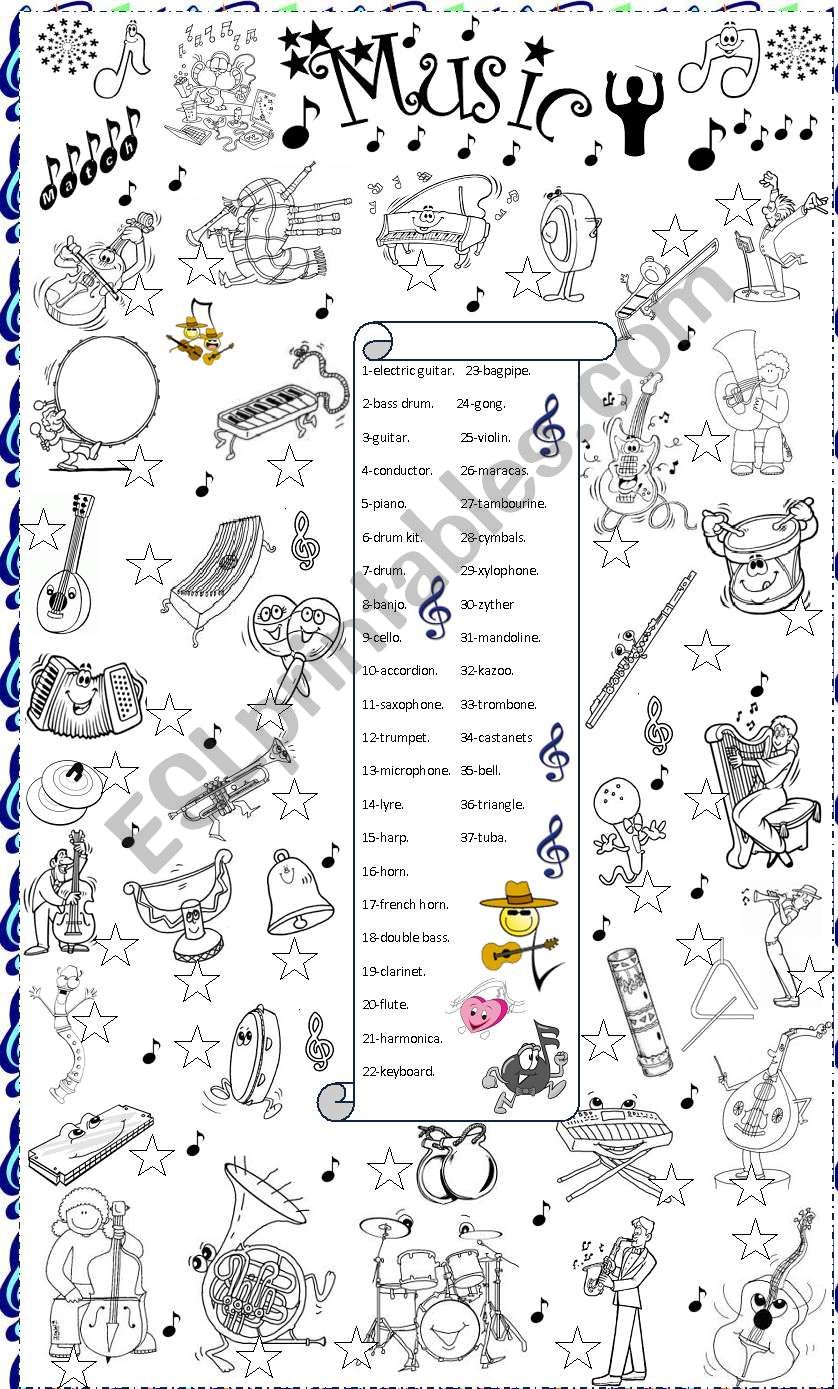 music matching worksheet