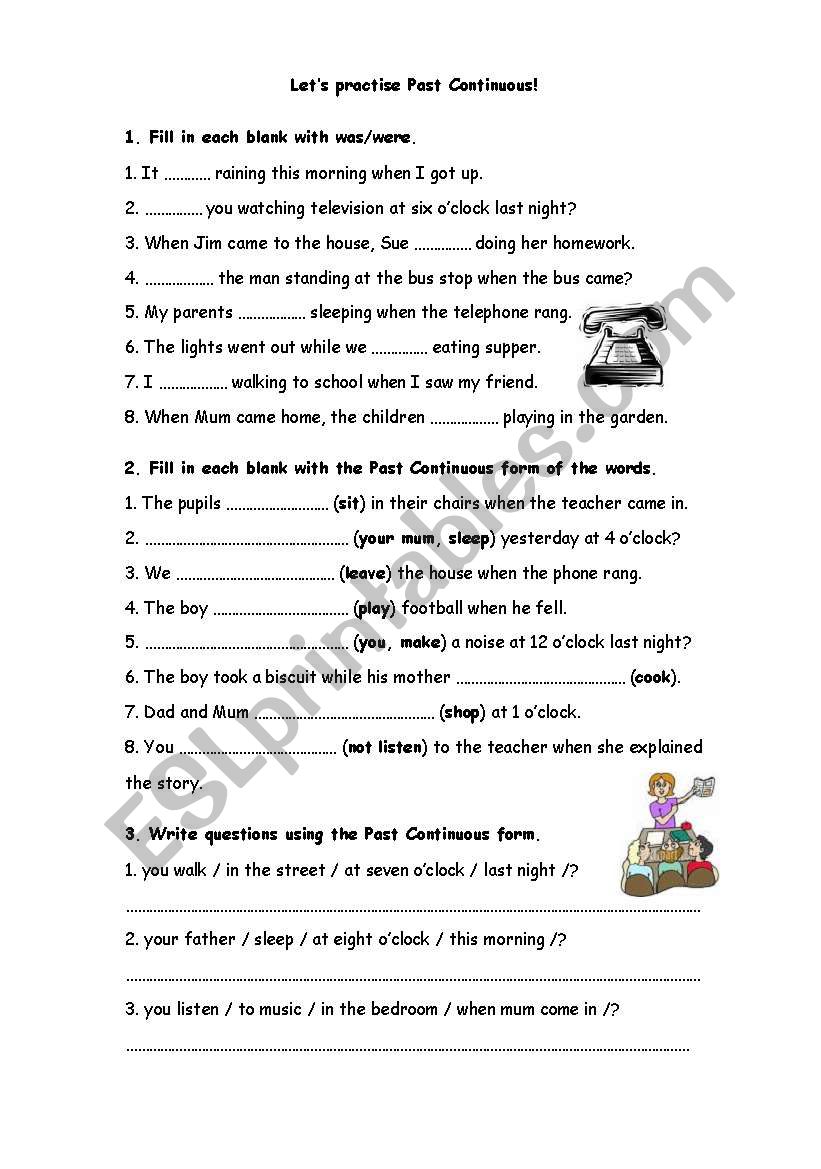 lets practise past continuous worksheet