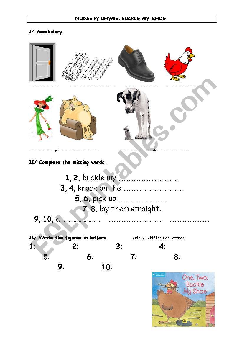 buckle my shoe worksheet