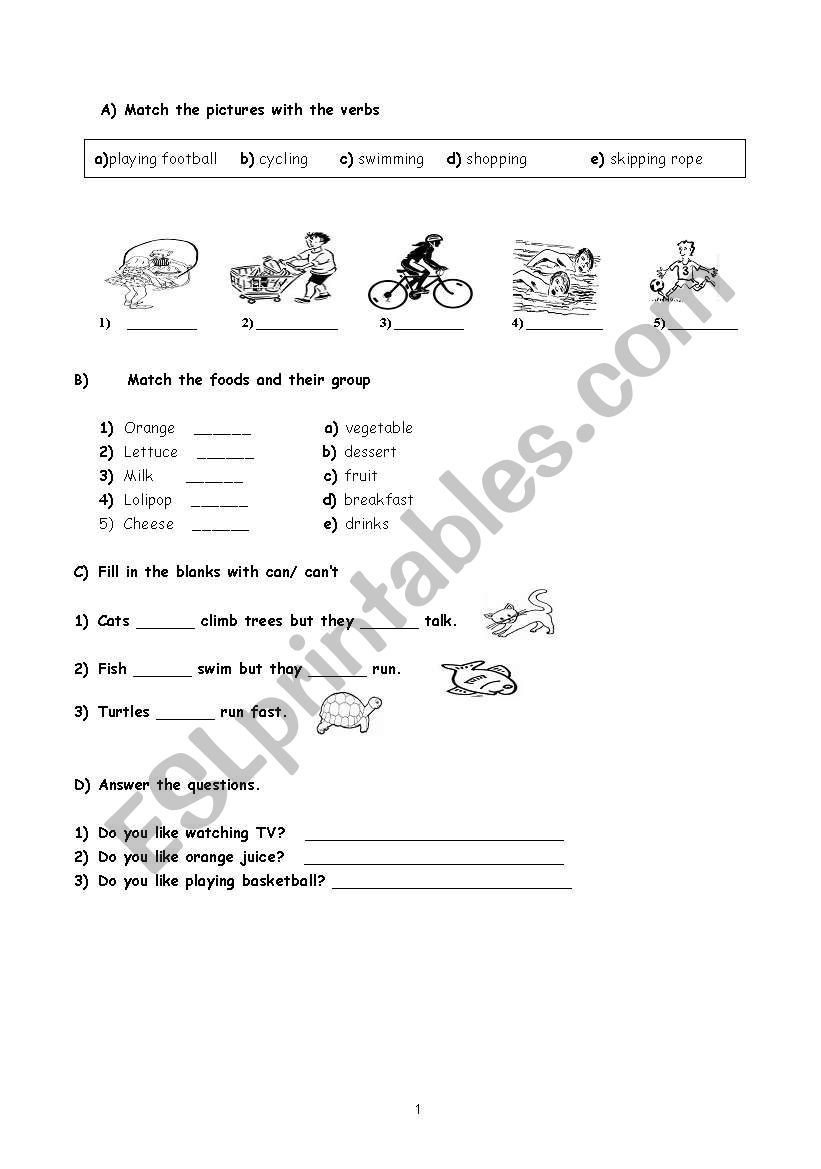 Mixed exercises for beginners worksheet