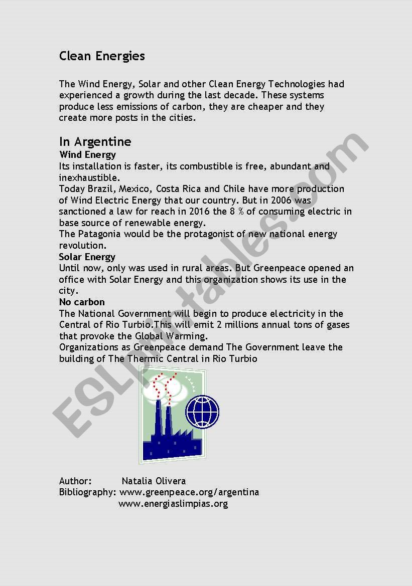 clean energy worksheet