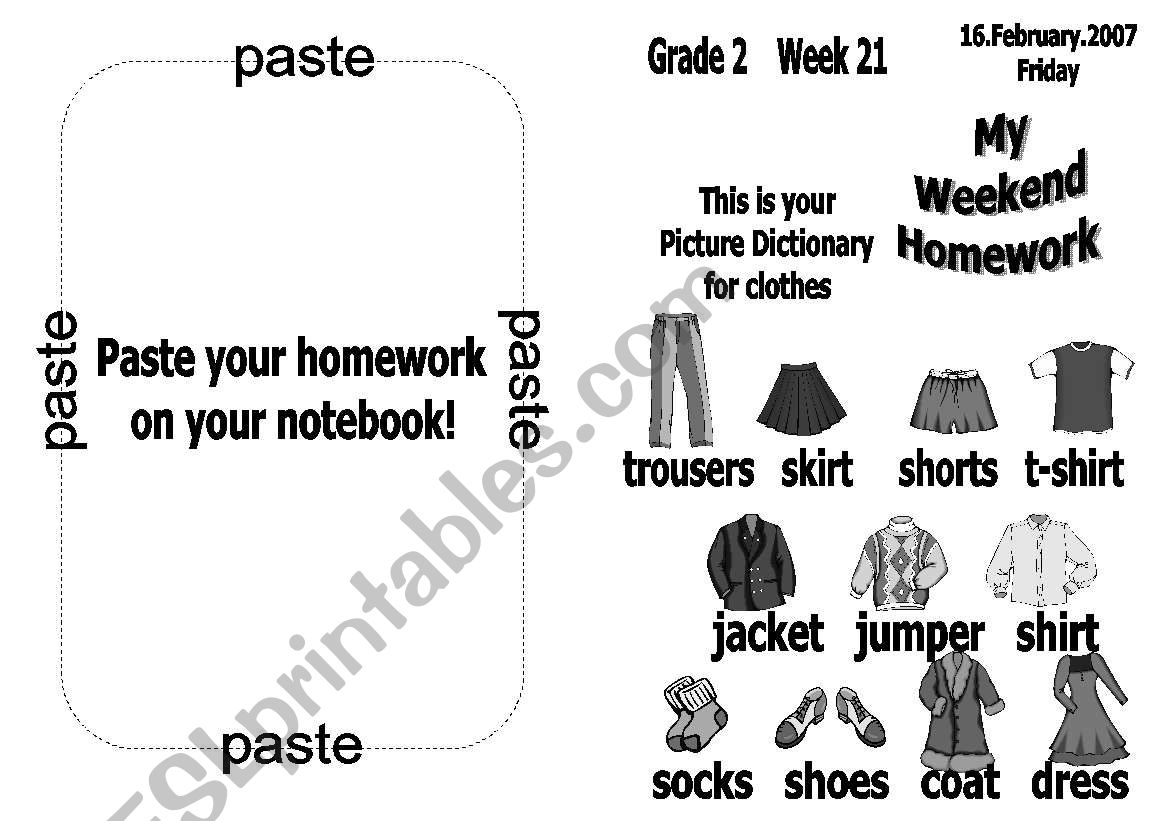 Clothes worksheet