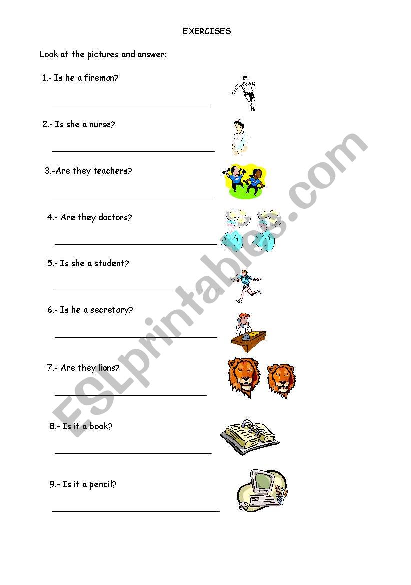 verb to be worksheet