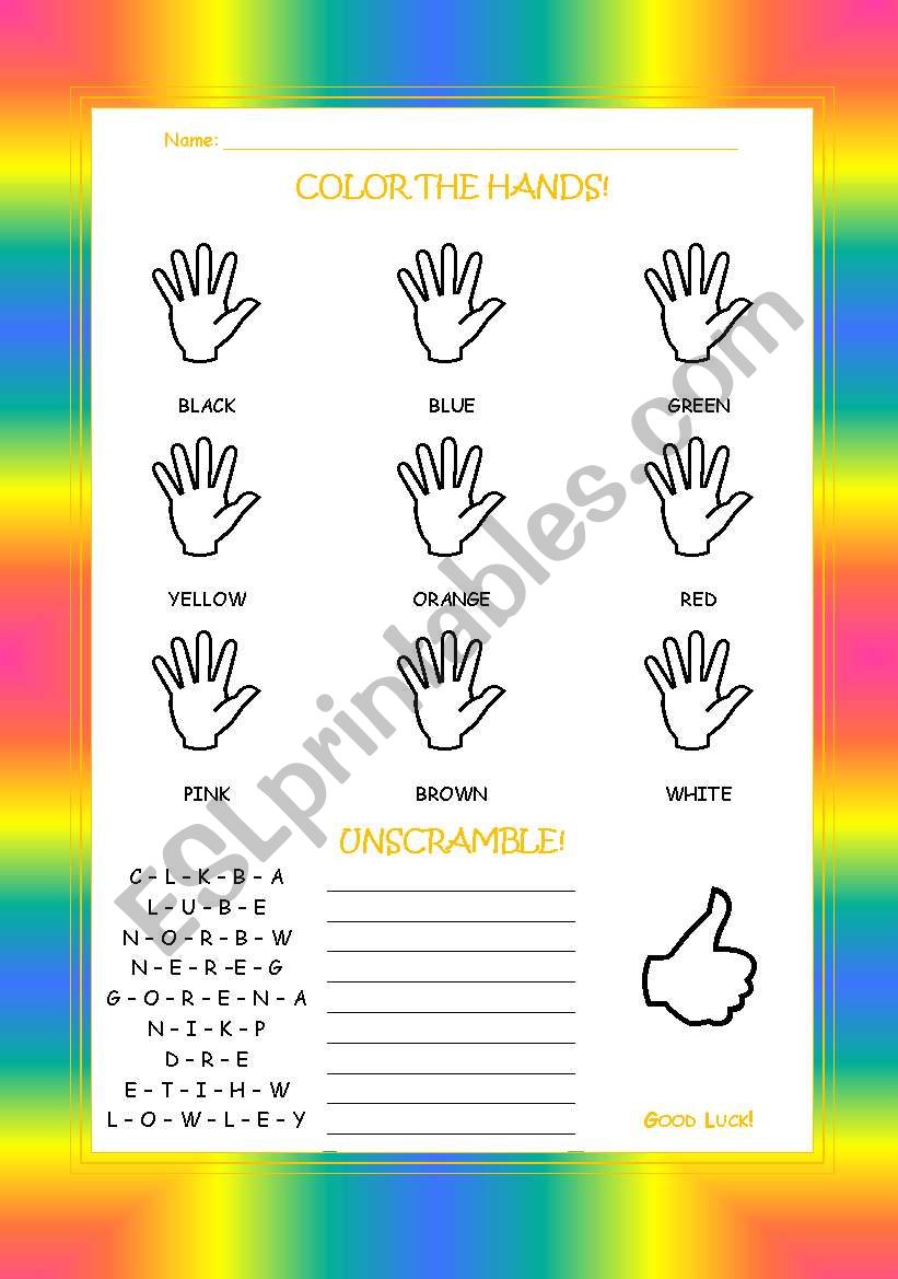 Color the Hands! worksheet