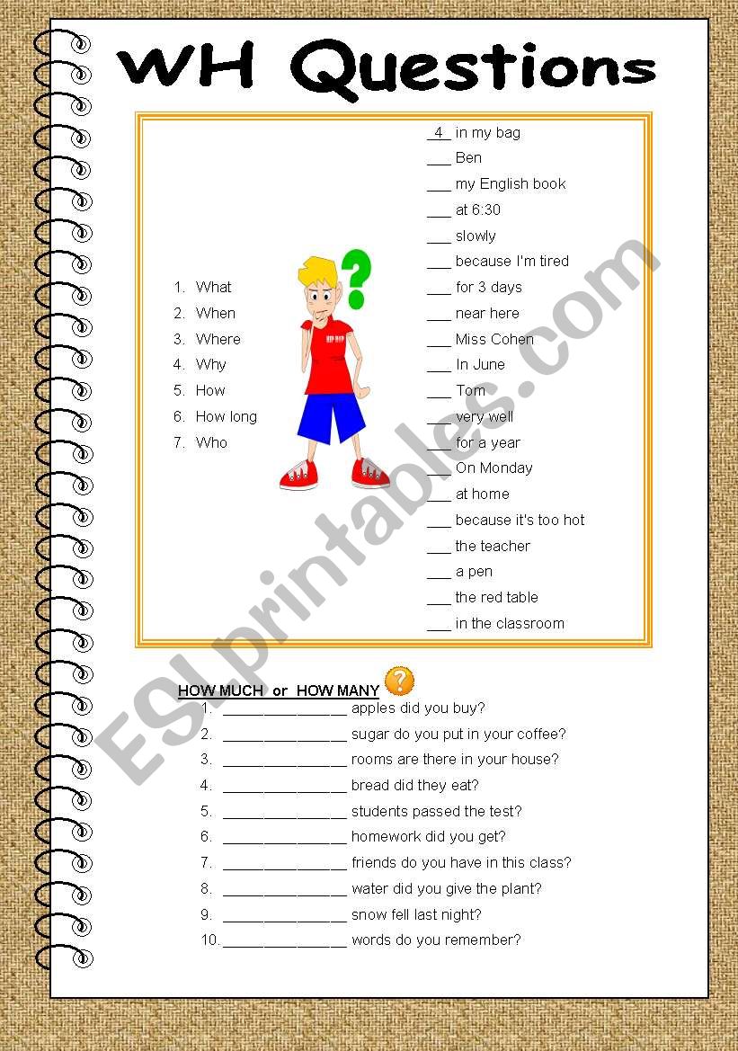 WH words worksheet