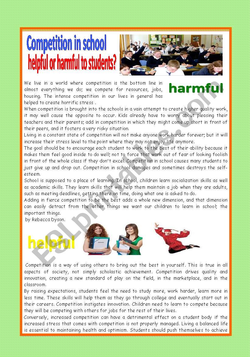COMPETITION IN SCHOOL: HARMFUL OR HELPFUL TO STUDENTS?