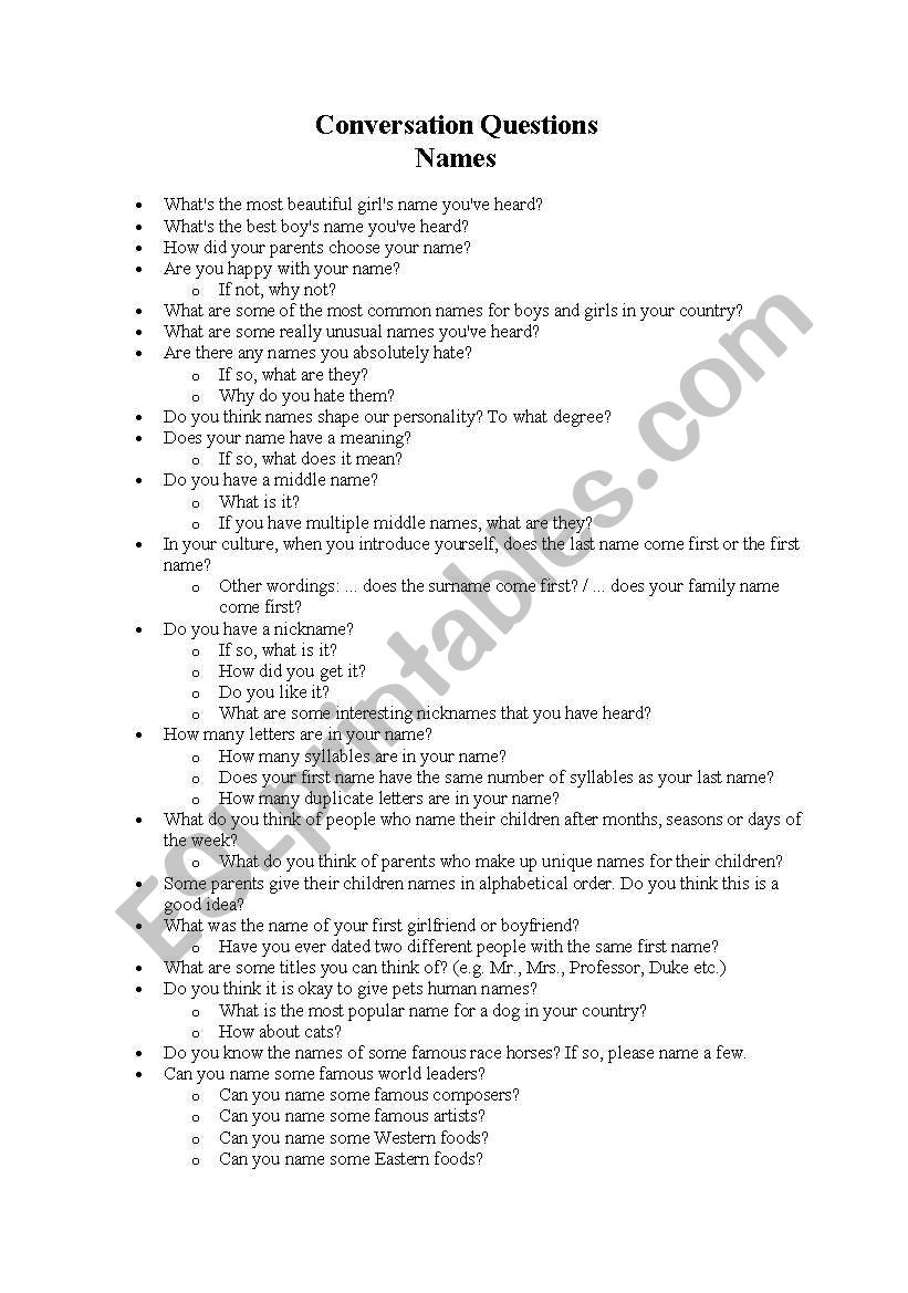 conversation topic worksheet