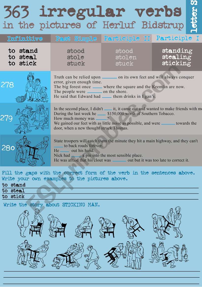 363 Irregular verbs in the pictures of Herluf Bidstrup