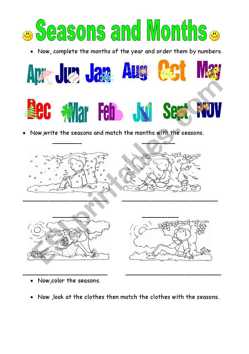 Seasons-Months-Clothes worksheet