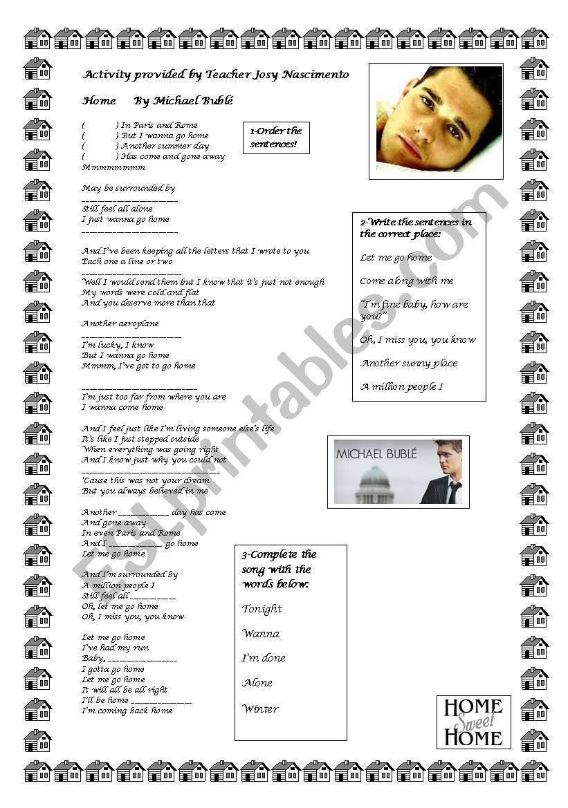 Home Michael BublÃ© worksheet