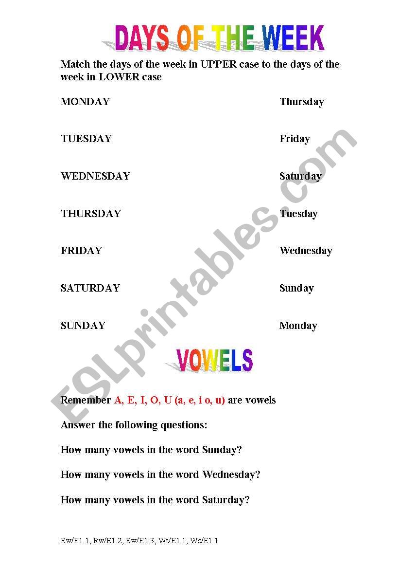 Days Of  The Week worksheet