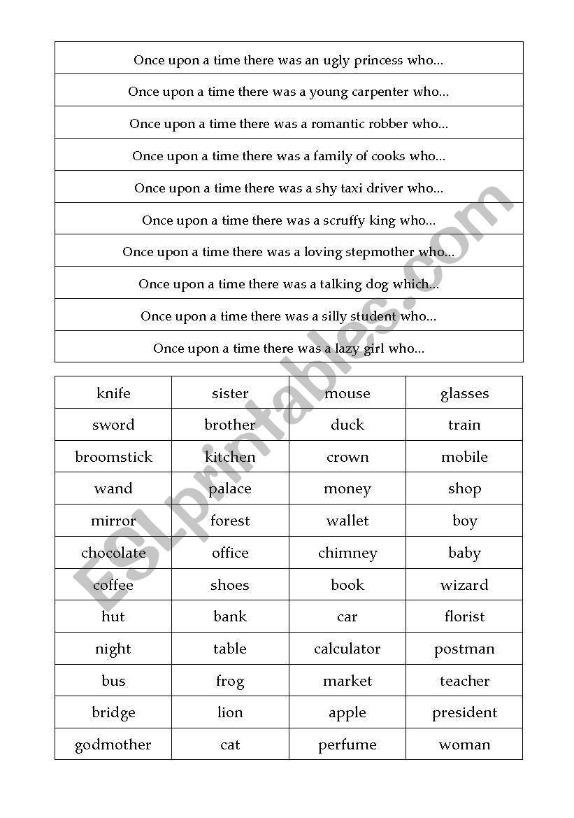 Story telling worksheet