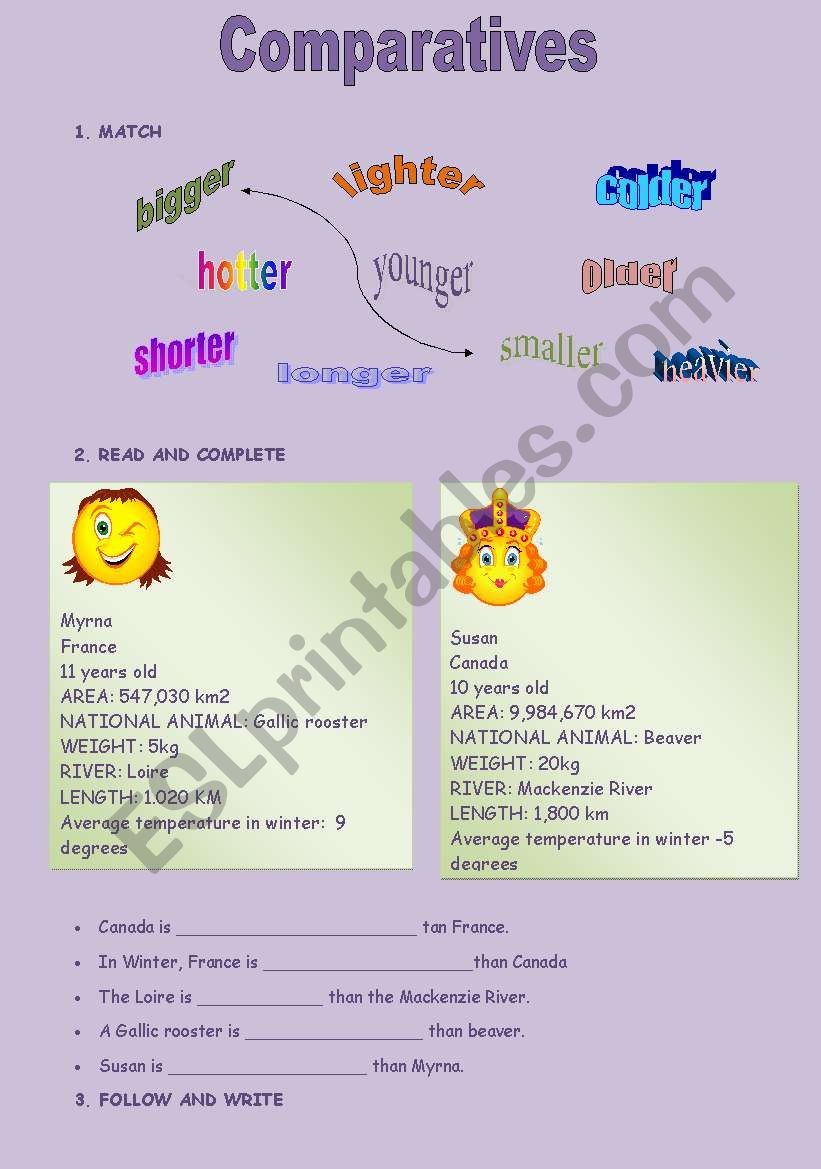 COMPARATIVES (-er) worksheet