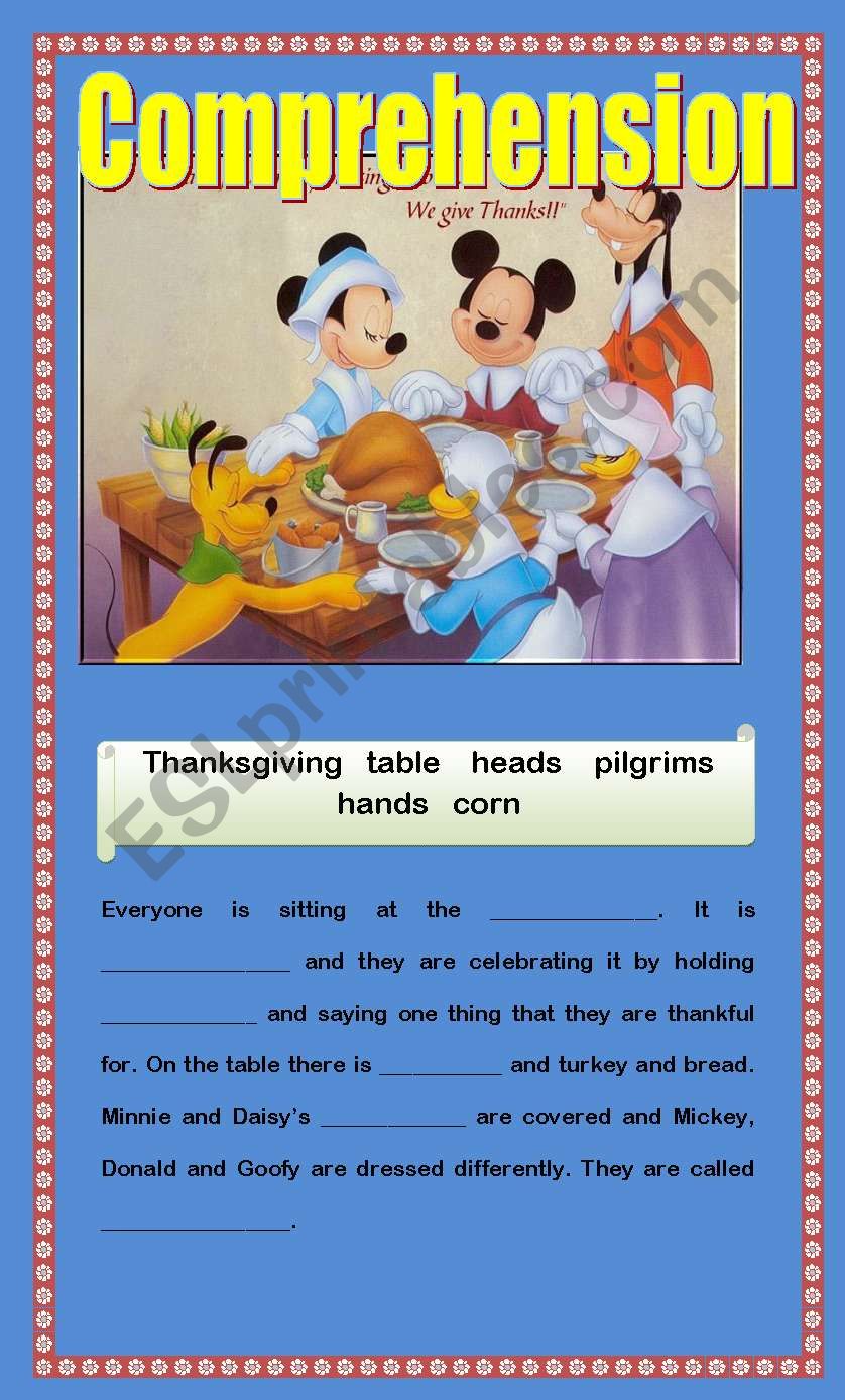 Comprehension - Mickeys Thanksgiving