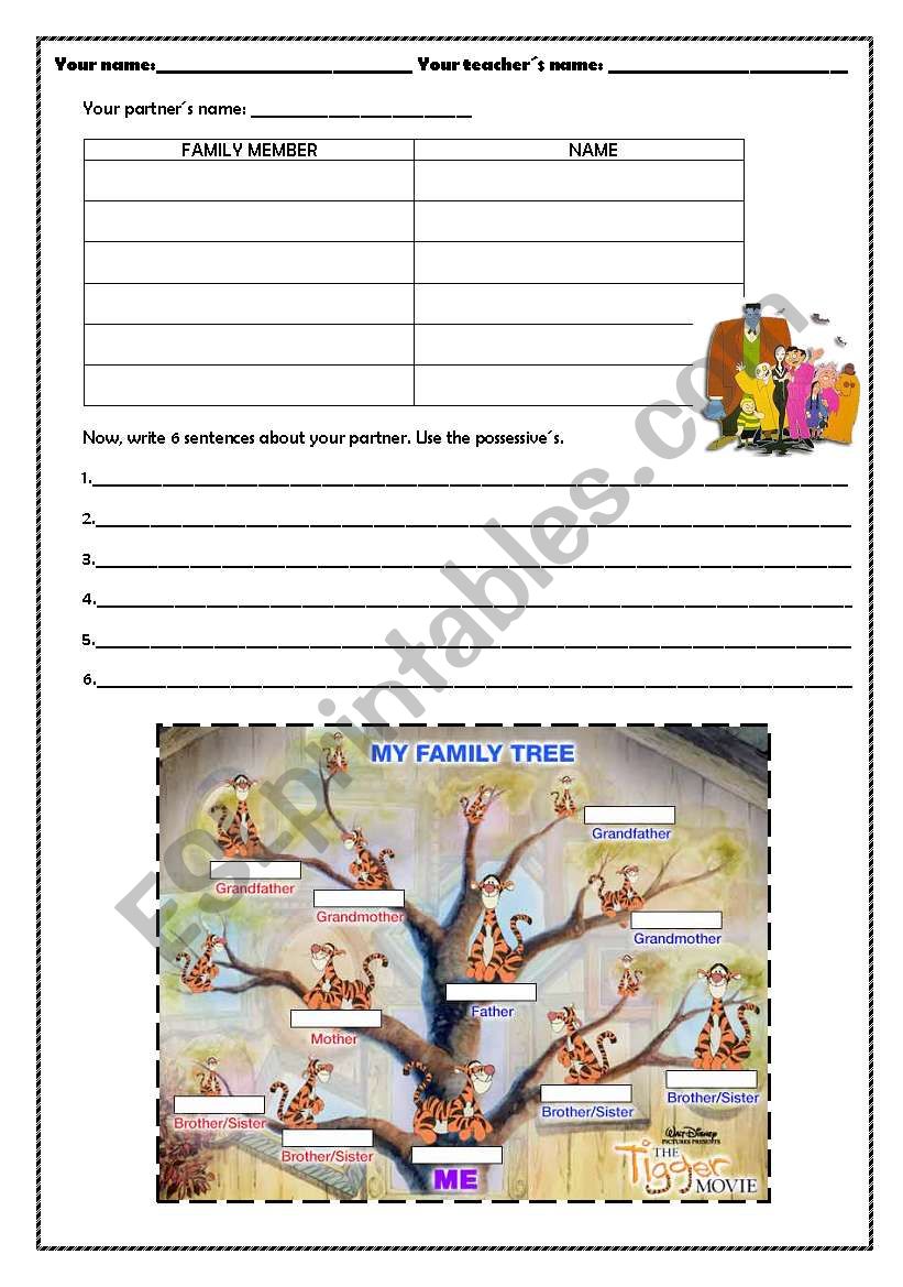 Possessives worksheet