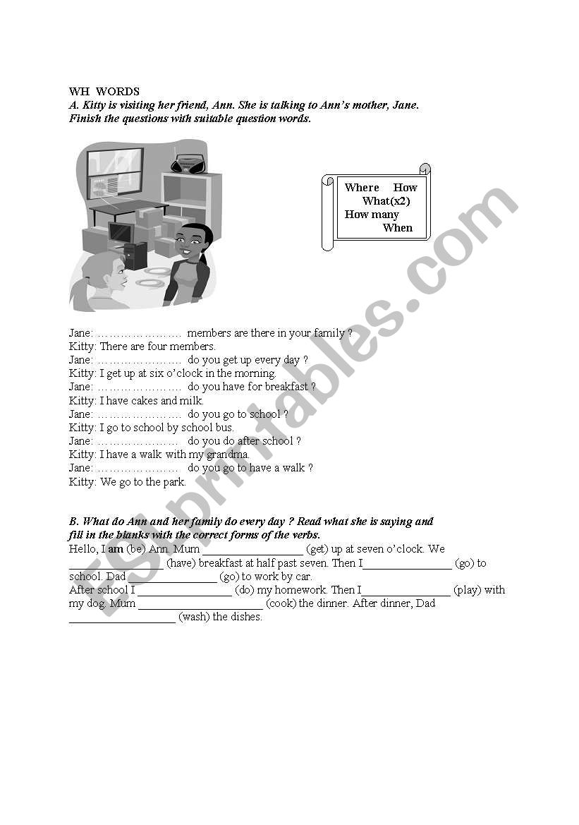 WH WORDS worksheet