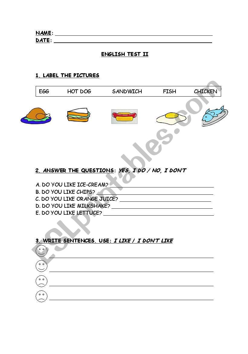 Food Vocabulary worksheet