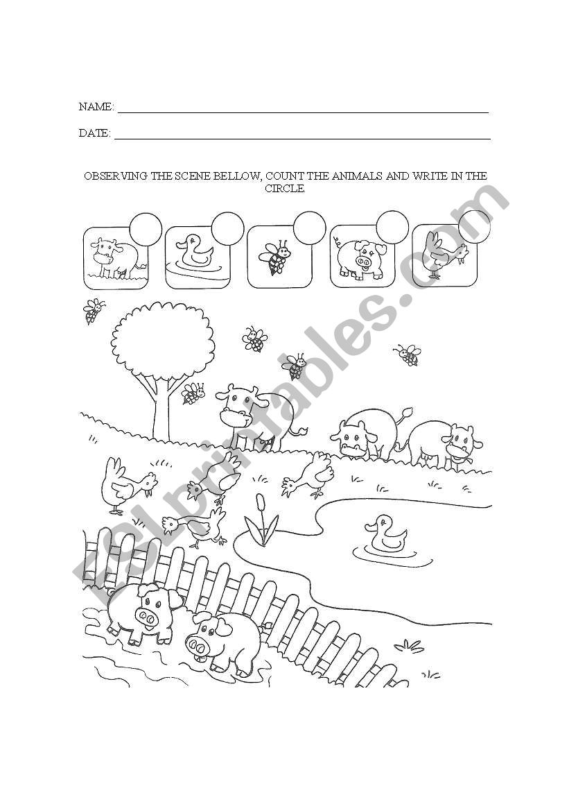 COUNT THE ANIMALS worksheet