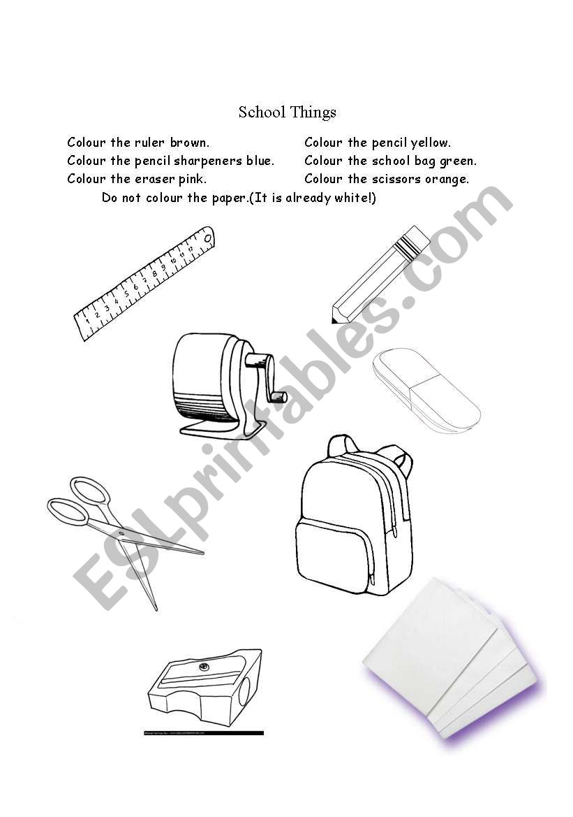 School Things worksheet