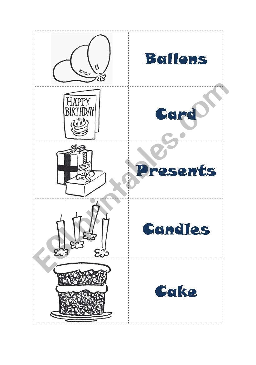 Birthday Flashcards worksheet