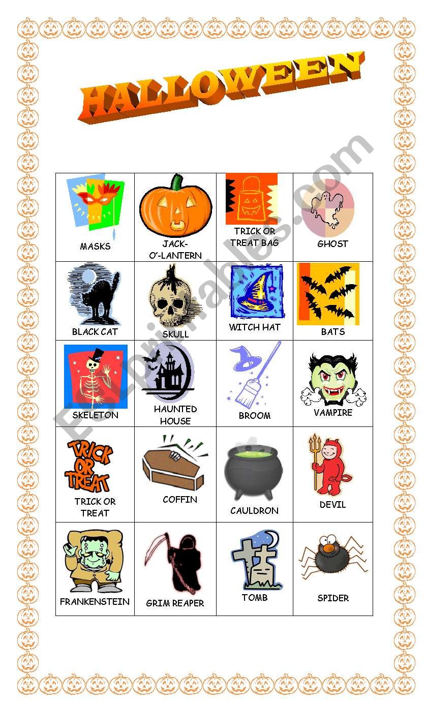 Halloween pictionary worksheet