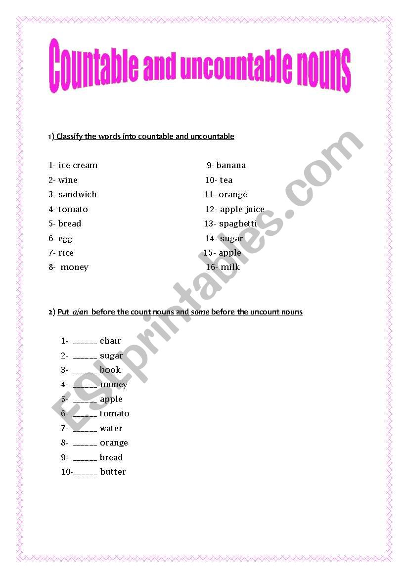 Countable and uncountable nouns