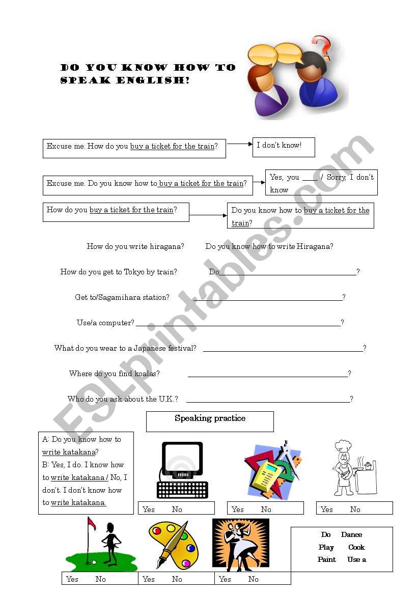 Do you know how to___? worksheet