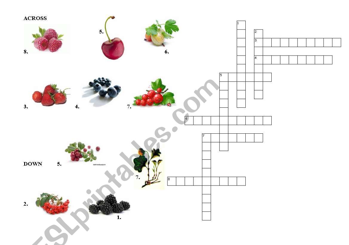 Crossword on Berries worksheet
