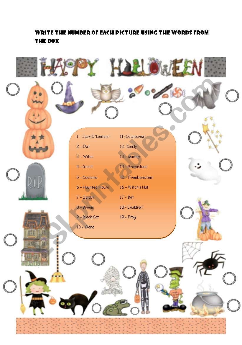Halloween Matching Vocabulary worksheet