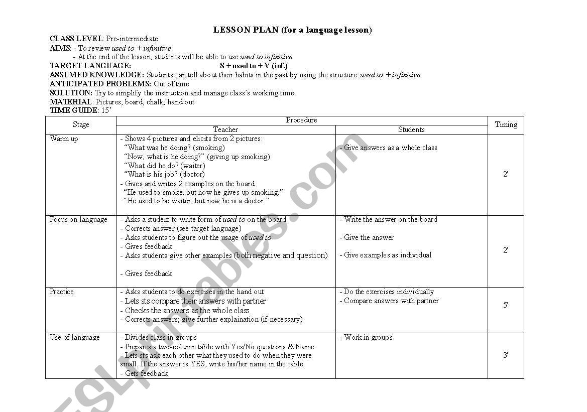 lesson plan worksheet