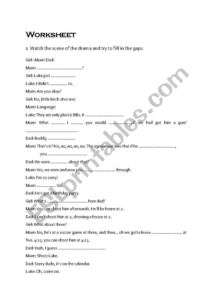 using drama - Modern Family worksheet