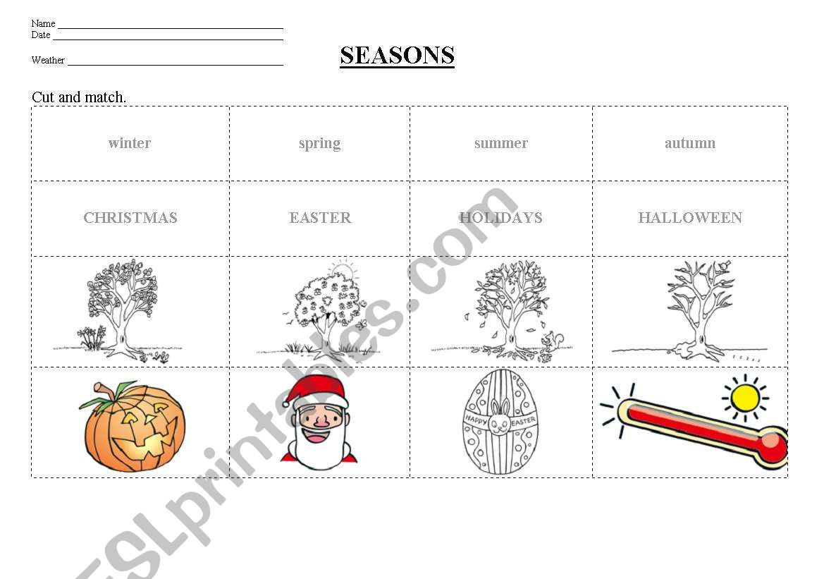 SEASONS & HOLIDAYS worksheet