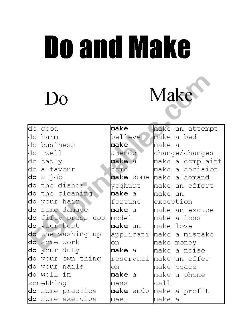 Do & Make worksheet