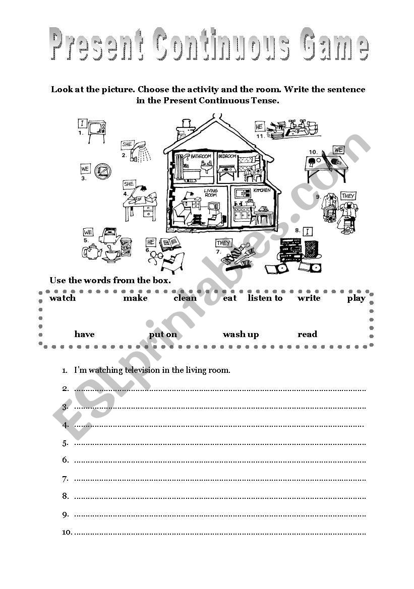 Present Continuous Game worksheet