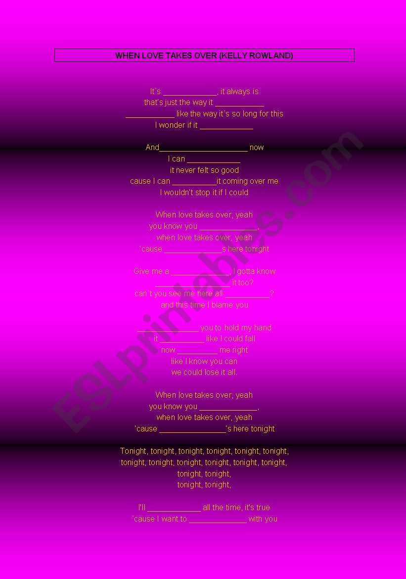 song worksheet